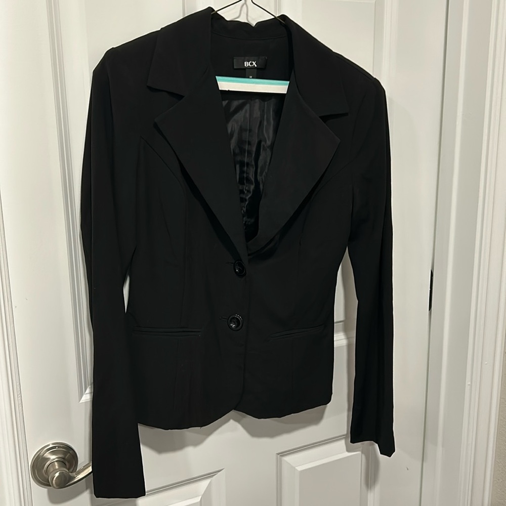 BCX Women's Blazer Single Breast Long Sleeve Faux Pocket Black Medium